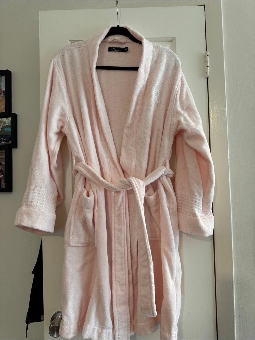 Lauren Ralph Lauren Plush Shawl-Collar Robe in Pale Pink